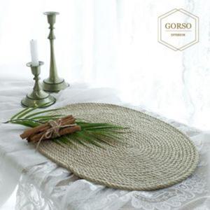 고르소 빈티지 홈카페 라탄 코스터 테이블 매트 -타원