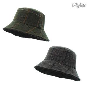 [블루피오레] 체크 뽀글이 양면 벙거지 모자 BFH887