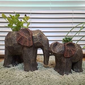 엄마와 꼬꼬마 코끼리 화분 세트(브론즈)