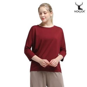 녹족 요가복 필라테스복 주디 모달 7부 티셔츠 와인