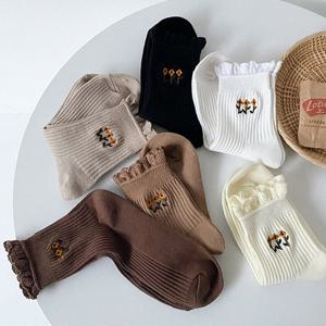 람쥐 중목 레이스 베이직 양말