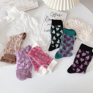 러브미 여성 여름 투명 하트 시스루 패션양말