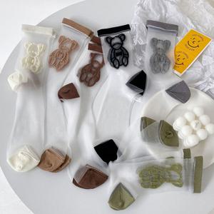 베어곰 여성 여름 시스루 귀여운 중목 패션 양말