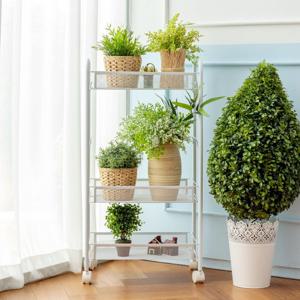 VNB 철제 이동식메쉬선반 3단 화이트 블랙