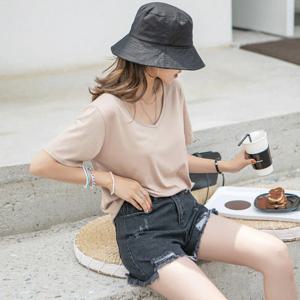 [나크21] (55~120) 깊은 V넥 심플 티셔츠 KOA-T-18 /빅사이즈