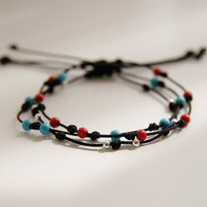 제이로렌 0A0648 실버볼 산호석 터키석 매듭 실발찌