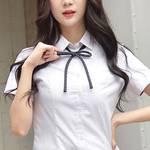 [교복몰]심플한 끈 넥타이 블루 그레이체크 여자넥타이