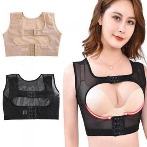 [시스터즈] 여자 바른자세 이중 코르셋 숏탑 블랙 스킨