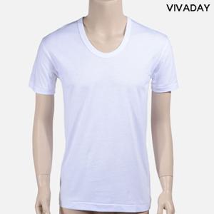 머슬티 VIVADAY AB95 면100 백색 남성반팔런닝 110호