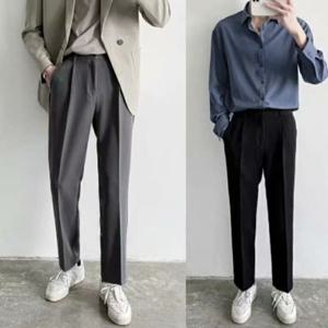 10부팬츠 남성슬랙스 면바지 와이드핏 통바지 캐주얼바지