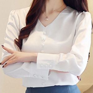 레이스블라우스 여성 블라우스 화이트 브이넥 여자 캐주얼 셔츠