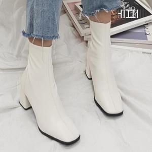 [에피소드블랑] 여성 레더 집업 앵클 부츠 7cm