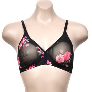 [디올라]꽃무늬패턴 망사 노와이어 B컵브라