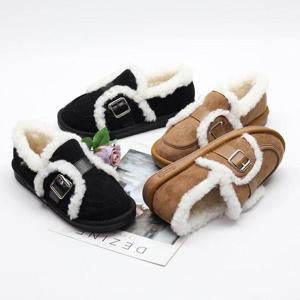 [잇백잇슈] 여성겨울털단화 모카신 둥근코 벨트장식