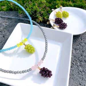 [폭스타일] [핸드메이드] 통통 그레이프 귀걸이+목걸이 세트