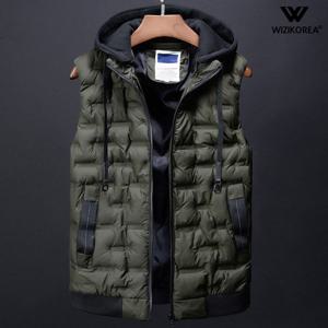 언발 엠보 면후드 패딩 조끼 남자 남성 WI002PV