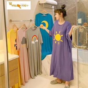 [발바리리빙] 여성순면 반팔원피스잠옷 파자마 임산복