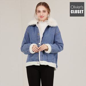 [한정/특가]인조 퍼카라 데님자켓_O2112JK606D