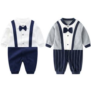 [엠케이] 젠틀 멜빵 리본타이 유아 긴팔 우주복(3-18) 205003