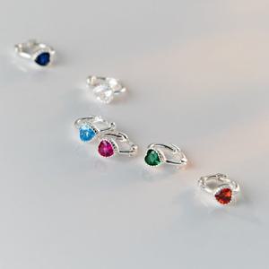 에르모사제이 E122 실버 925 미니 하트 큐빅 원터치 링 귀걸이