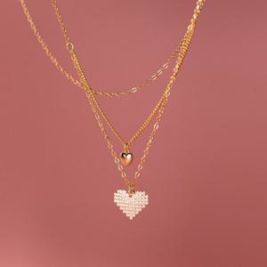 에르모사제이 N070 실버 925 큐빅 하트 초커 두줄 은 목걸이