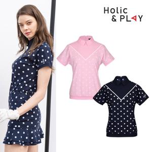 [gs] 홀릭앤플레이 여성 스판 도트 반팔티셔츠-HB2WTS011