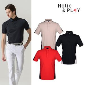 [gs] 홀릭앤플레이 남성 스판 배색 반팔티셔츠-HB2MTS012