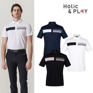 [gs] 홀릭앤플레이 남성 스판 배색 반팔티셔츠-HB2MTS001