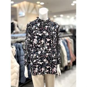 트리아나 세이브존01 프릴 하이넥 플라워 쉬폰 블라우스 AG1BA03