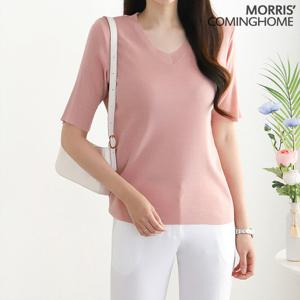 [한정/특가] 무지 브이 5부소매 니트_M2304KN094B