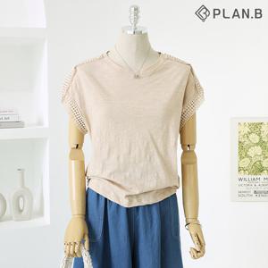 [한정/특가][플랜비] 드롭 숄더 펀칭 라운드 티셔츠_P2304TS055B