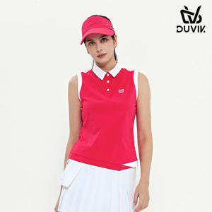 듀빅 여성 배색포인트 민소매 카라티셔츠 DD2WTS109PK