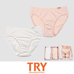 트라이)스킨미디 60수 여성용 면스판 미디 삼각 2매입 팬티