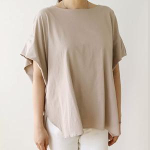 [바네사빈] 루즈가오리핏 라운드 실켓 반팔 티셔츠 v00267