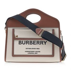 [버버리] 투톤 캔버스 토트백 8036784 LL SM POCKET TOTE LL6 A1