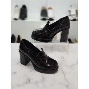 한슈 세이브존01 에나멜 페니로퍼 가보시 통굽 로퍼힐 9cm HS128085bl