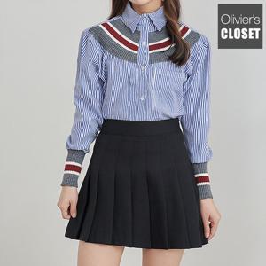 [한정/특가] 시보리 라인배색 줄지 셔츠_O2003BL602A