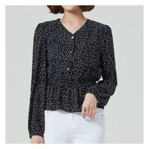 [미쏘][미쏘]v넥 허리 밴딩 패턴 블라우스