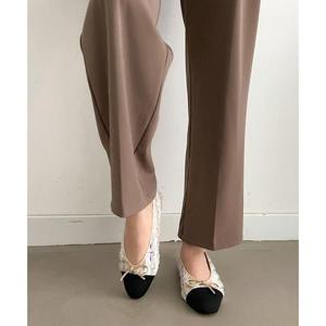 [더블디] RJ-ap3275 여성 패션 발레리나 리본 체크 플랫슈즈