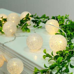 [은하수] 30구 LED 코튼볼 실버전구(점멸) USB연결