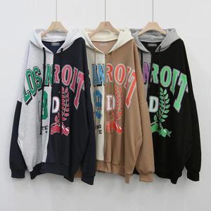 빅사이즈사랑해요 K640L311 배색프린팅기모후드집업 PO