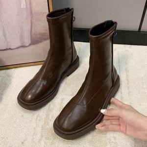 2컬러- 여성 기모 안감 미들 부츠 캐주얼 겨울 구두 신발