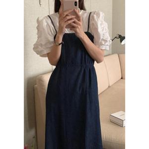 G125689_뷔스티에 서스펜더 청원피스 데님원피스