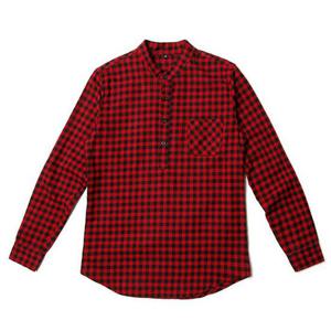 KING 남자셔츠 헨리넥 포켓 깅엄체크 남방