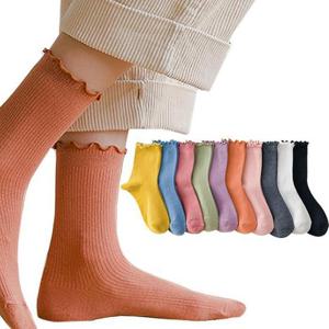 [써니 잡화] 여성 예쁜 중목 무지 프릴 양말 세트 5개