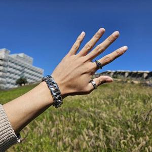 [노블른] 써지컬스틸 19mm 실버 다각 체인 팔찌