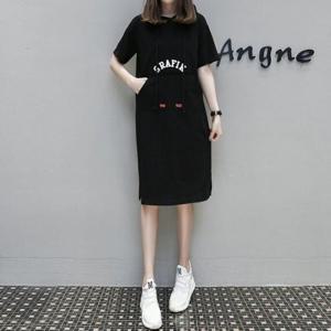 [깨비몰] 여성 후드 원피스 반팔 롱 루즈핏 빅사이즈