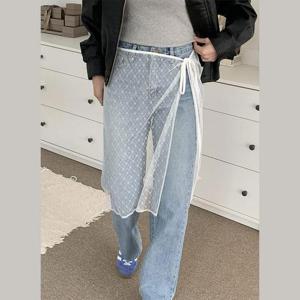 여자 레이어드 플라워 시스루 랩 스커트 치마 코디 룩