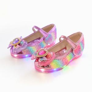 [레비스풋]리틀쥬 레인보우하트 유아동 키즈 주니어 여아LED구두