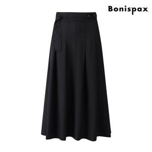 [보니스팍스]데일리 심플 벨티드 플리츠 롱 스커트 (XO1WH008L0)